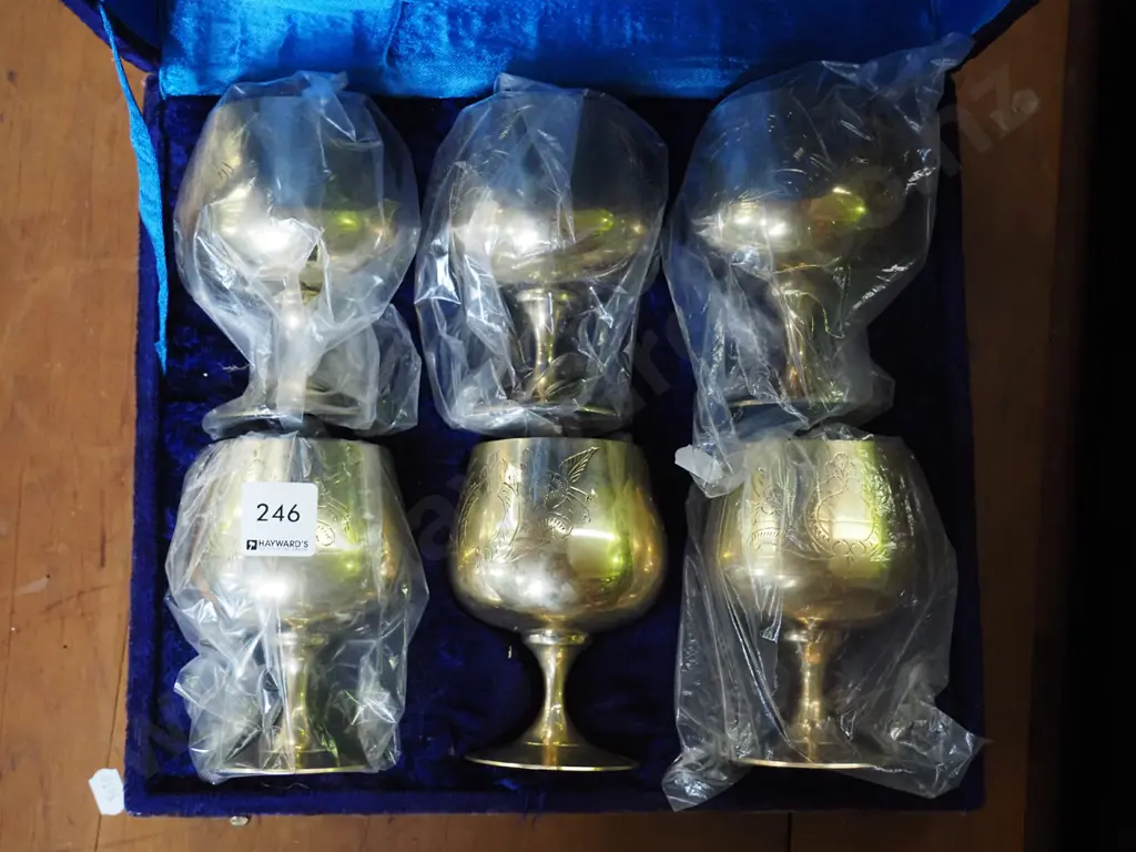 6x cased pewter goblets Image 1++