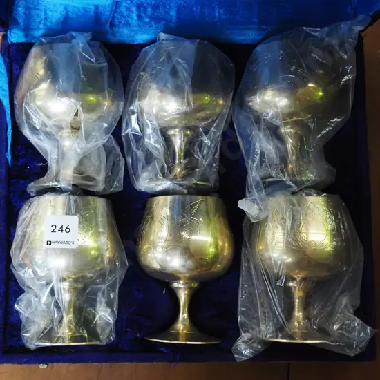 6x cased pewter goblets