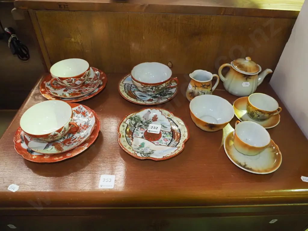 Asian teapot, creamer, sugar, cups etc Image 1++