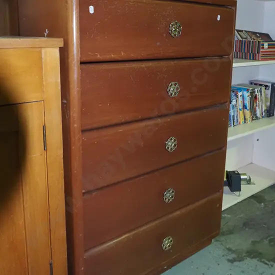 rimu and pine 5 drawer tall boy H-1020 W-550 D-380