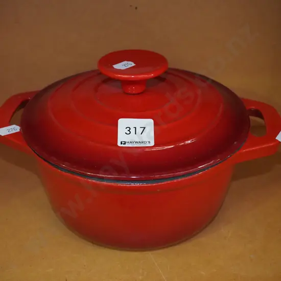 small cast iron and enamel lidded casserole - as new condition