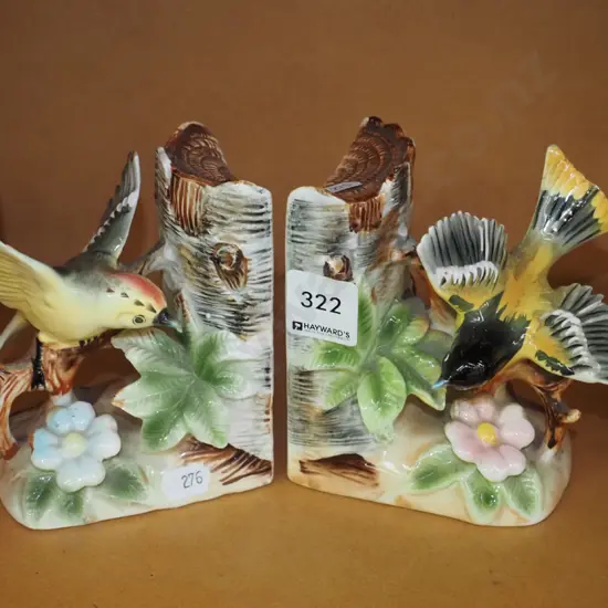 ceramic bird themed book ends
