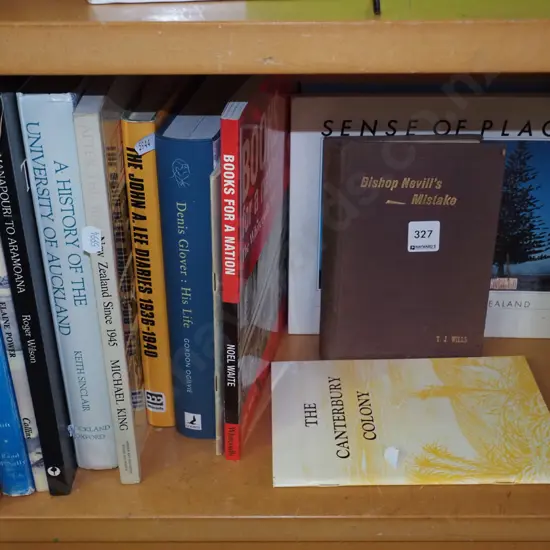 shelf of NZ books
