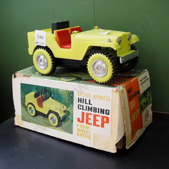 vintage battery operated hill climbing jeep