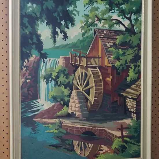 framed paint by numbers - old mill
