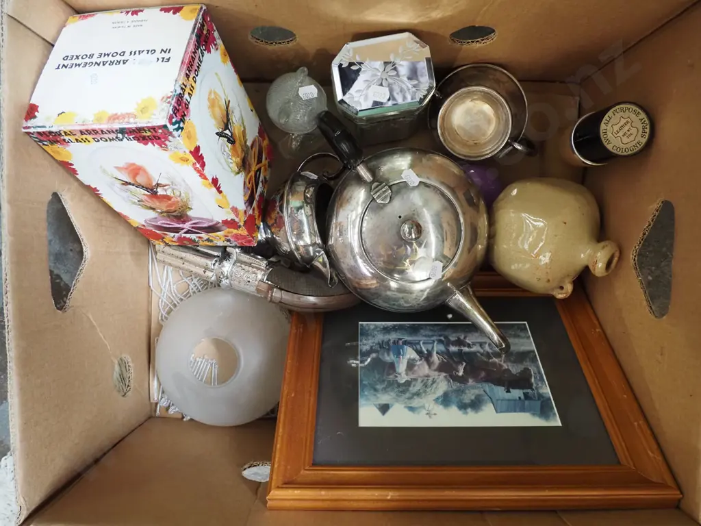 box; framed print, teapots, light shades etc Image 1++