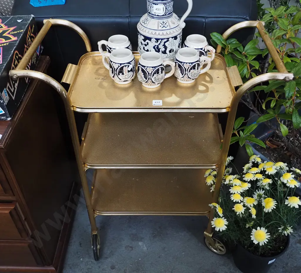 alloy retro 3 tier tea trolley Image 1++