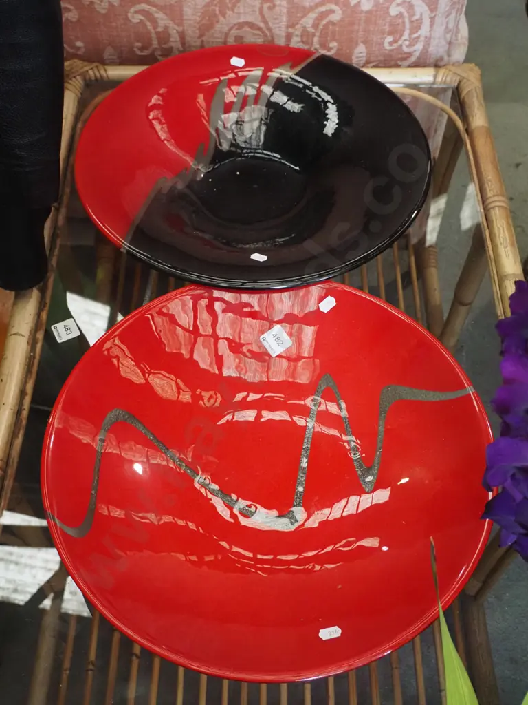 2x large art glass bowls Diam-400 Image 1++