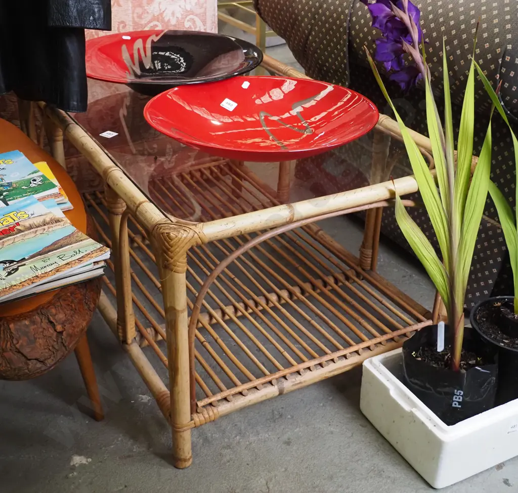 bamboo glass top coffee table Image 1++