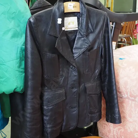 size Medium black leather jacket