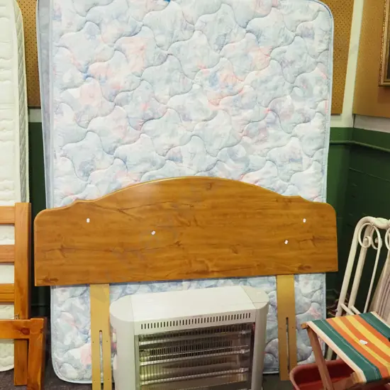 queen bed base, mattress and mdf veneer headboard