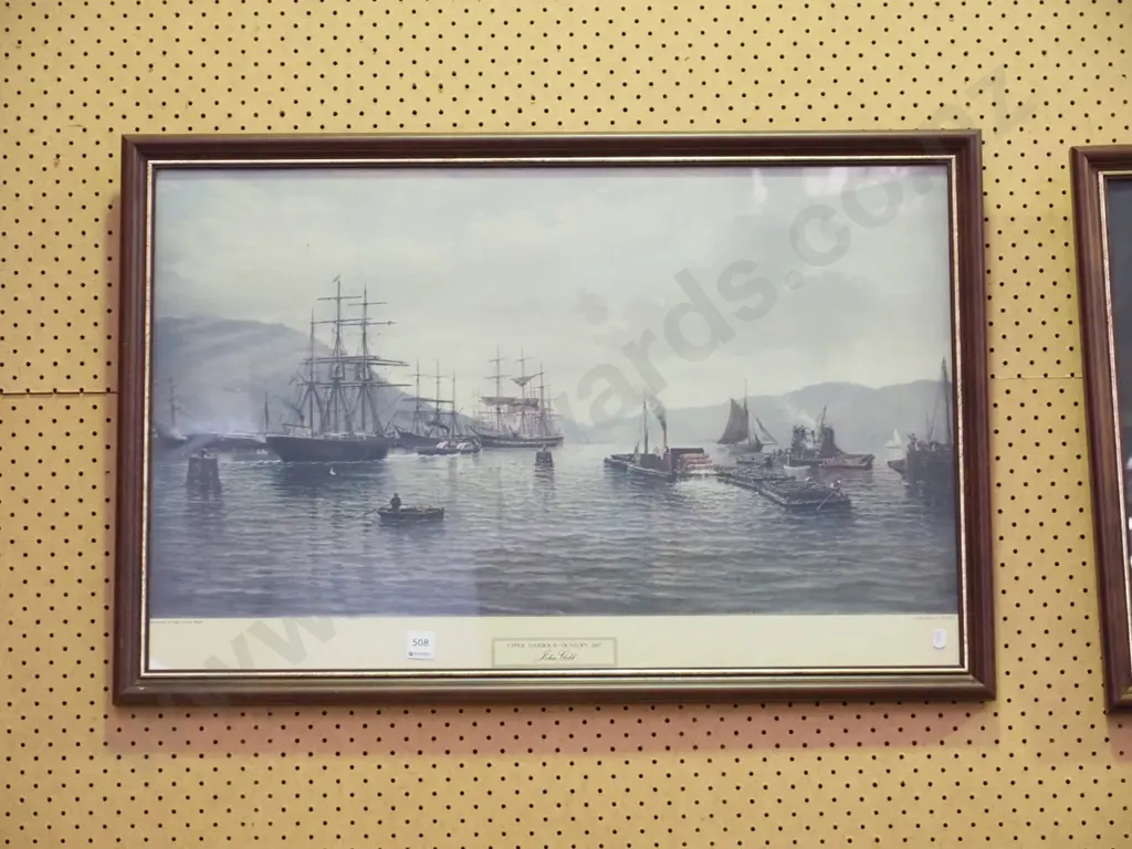 framed historic print - Upper Harbour Dunedin 1887 Image 1++