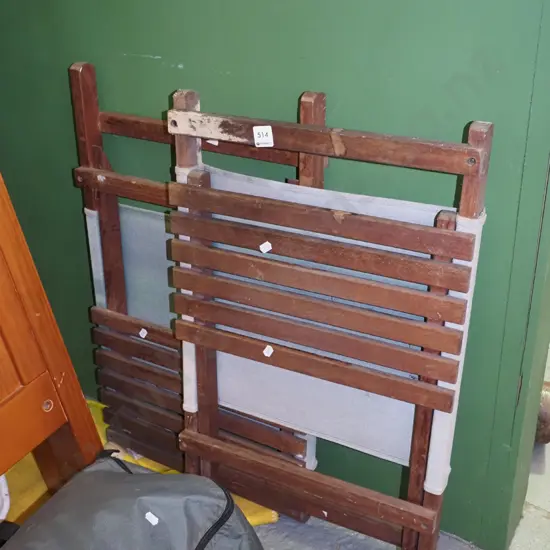 2x wood and canvas beach chairs