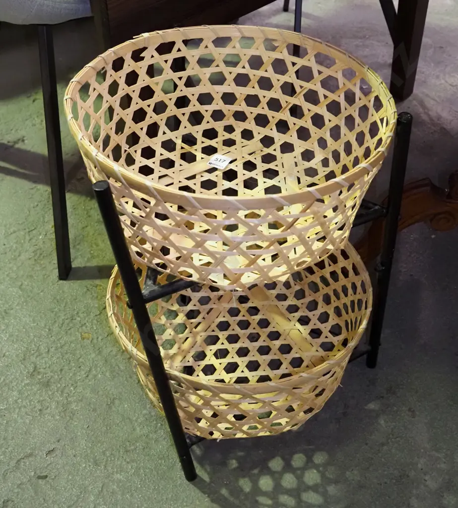 metal and cane baskets on stand Image 1++