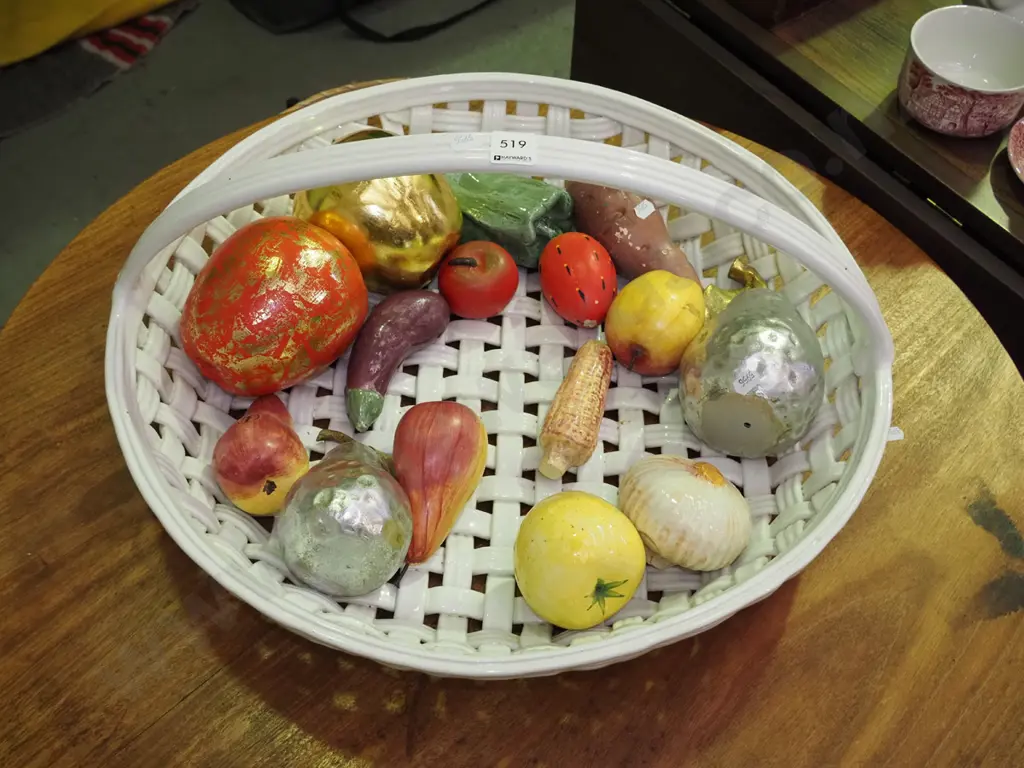 large ceramic fruit bowl and faux fruit Image 1++