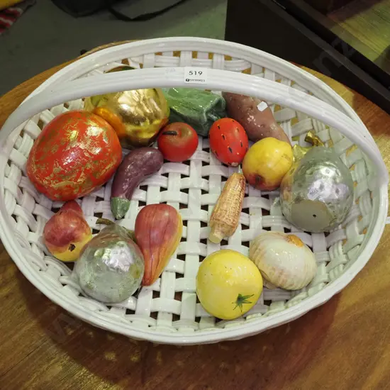 large ceramic fruit bowl and faux fruit