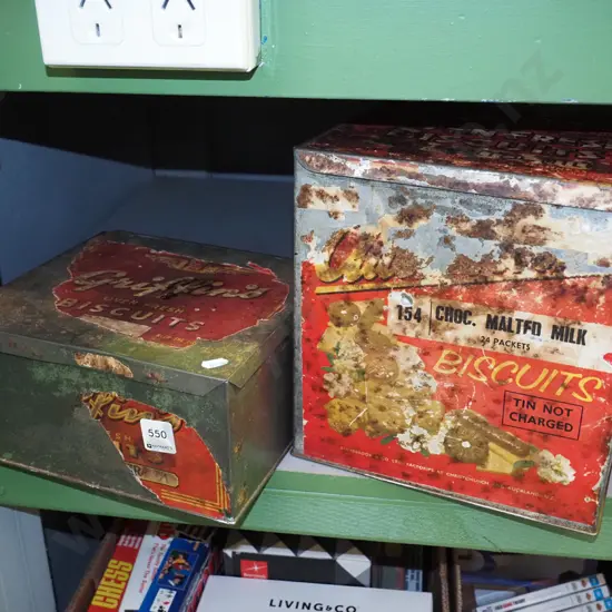 2x vintage biscuit tins