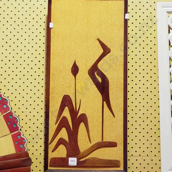 mid-century wood cut out art