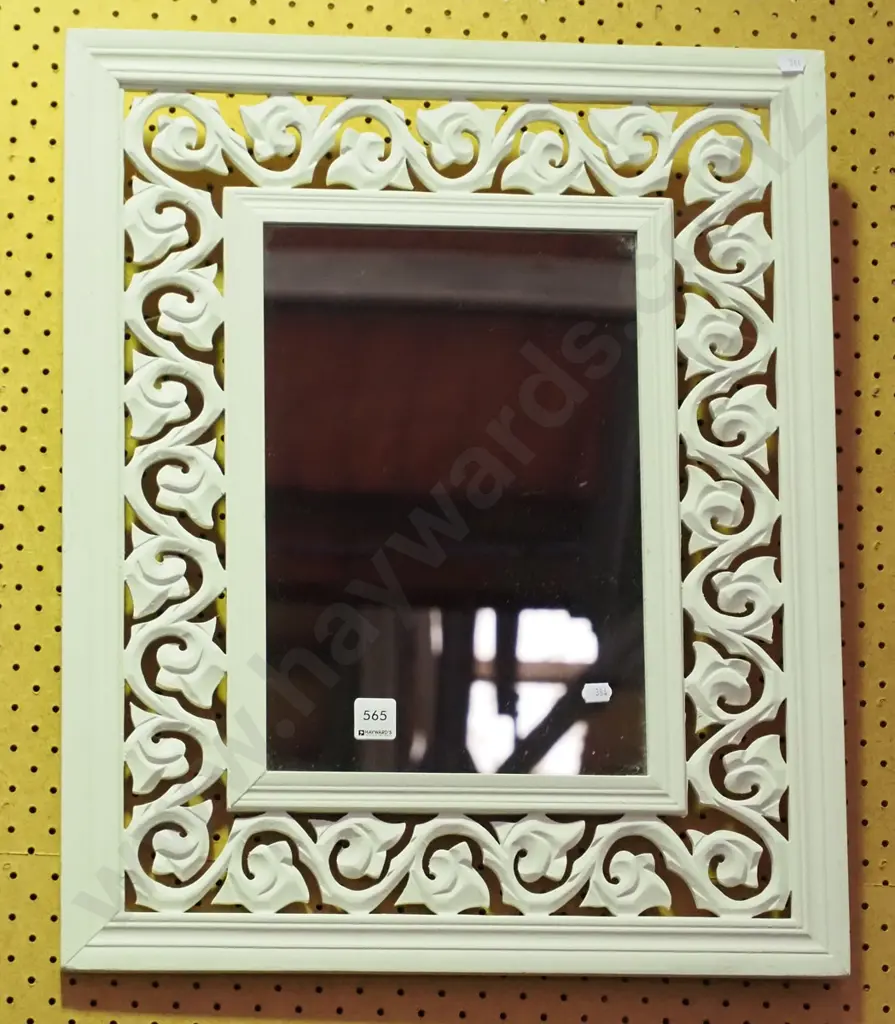 pierced wood framed wall mirror Image 1++