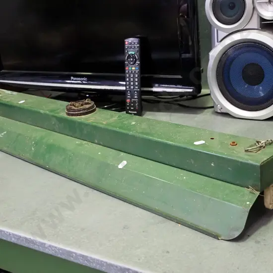 vintage industrial green painted fluorescent light fitting