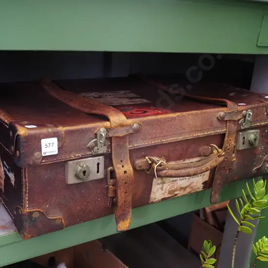 vintage bullock hide suitcase