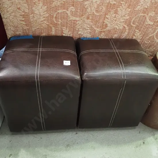 2x vinyl upholstered ottomans