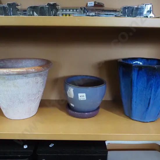 terrracotta and 2x glazed planters