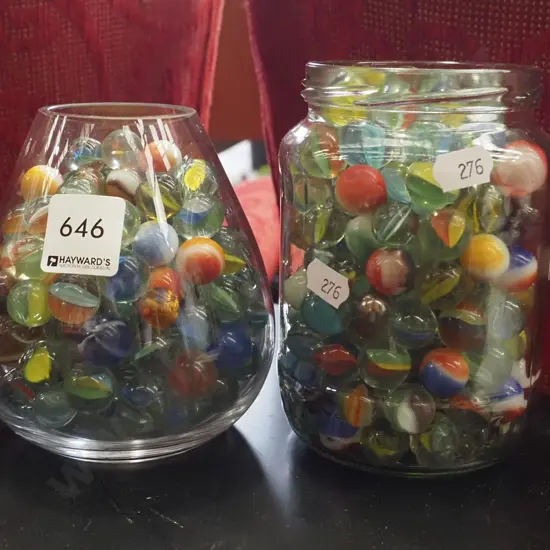 2x jars of marbles