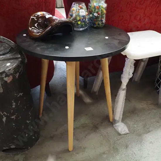 modern black top circular end table