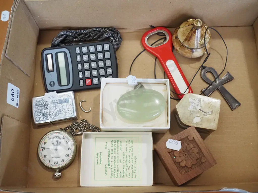 box; reproduction fob watch, calculator, lighter etc Image 1++
