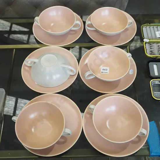 6x Poole soup bowls and plates