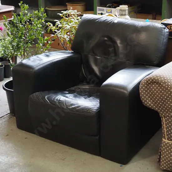black leather armchair - some wear