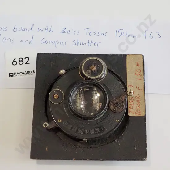 vintage camera lens board with lens & shutter