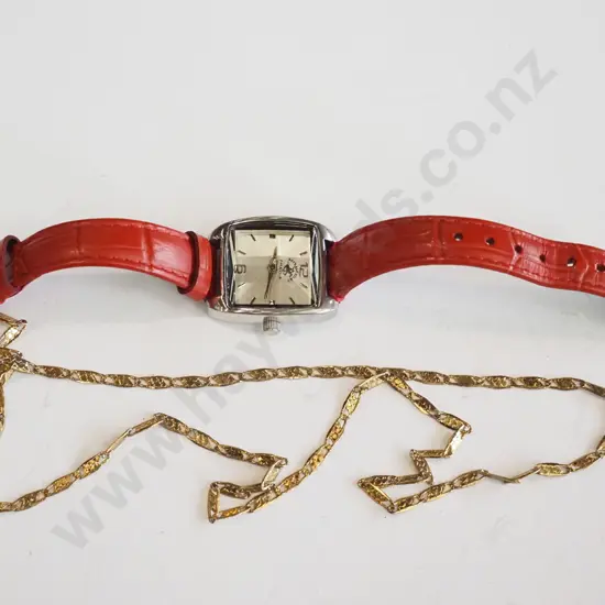 wristwatch, golden chain