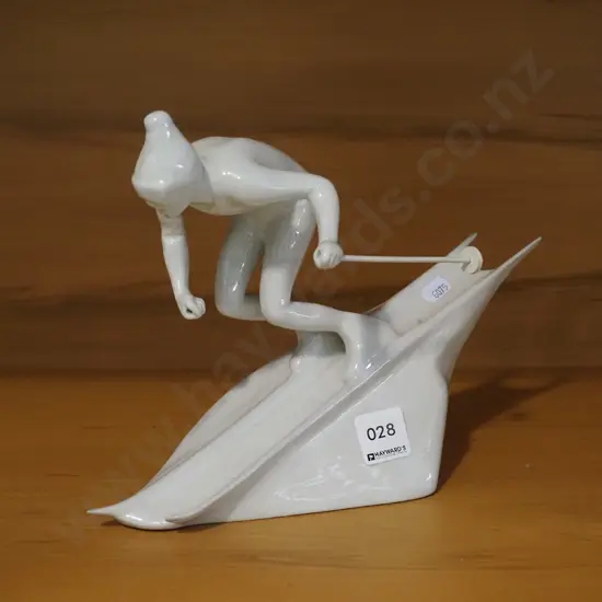 German pottery figurine - skier - missing 1 pole H-200