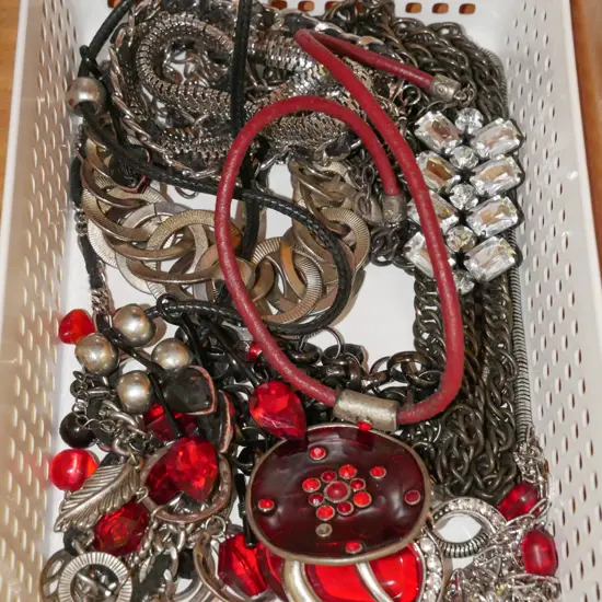 tray of costume jewellery - tray not included