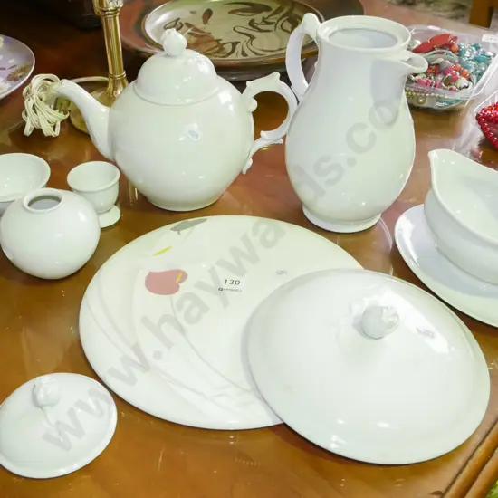 cake plates, teapot, creamer etc