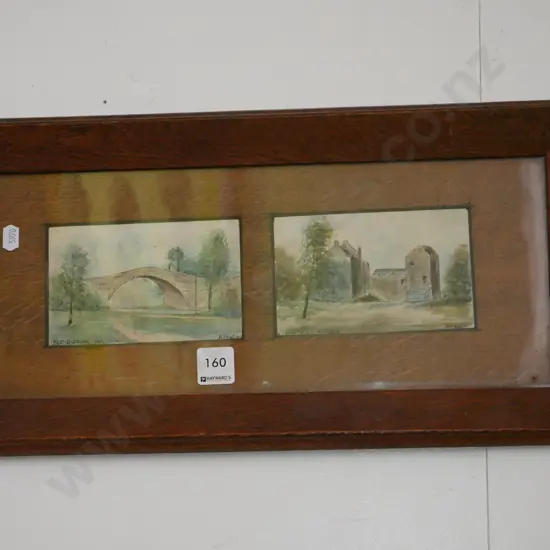 oak framed print - bridge and buildings