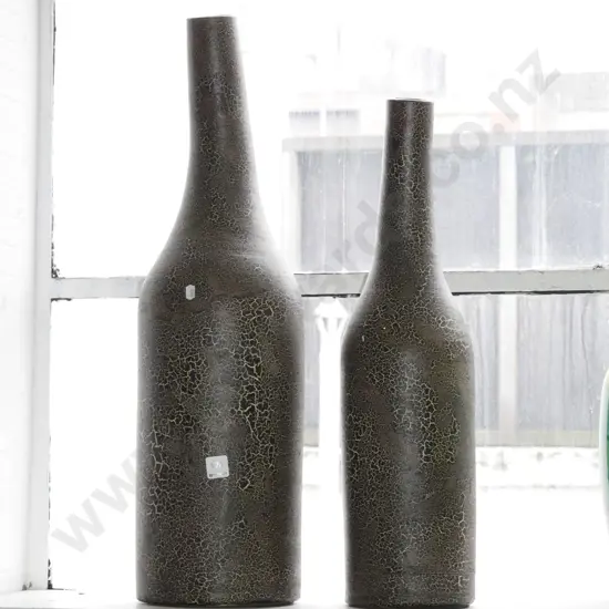 pair of studio pottery trickle glazed vases H-700