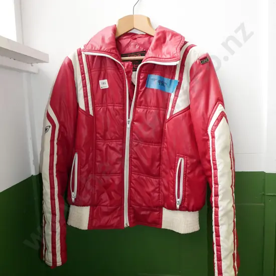 red and white 1970s/80s ski jacket