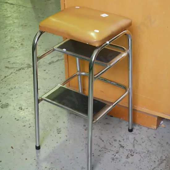chrome and vinyl step stool
