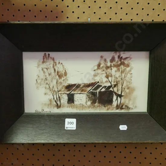 oak framed Hilda Rivers oil - stone cottage