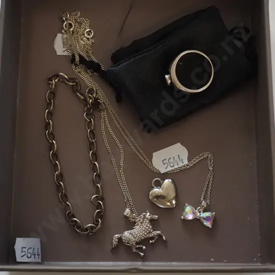 box; ring, necklace, pendants