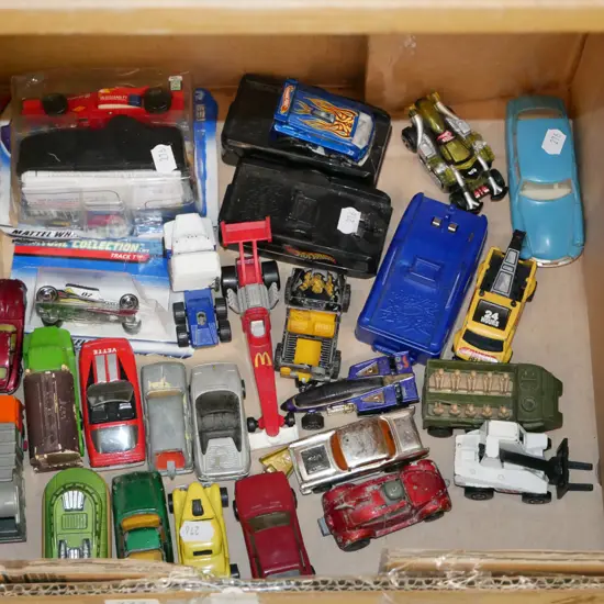 box of model vehicles
