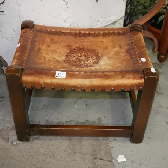 tooled leather footstool