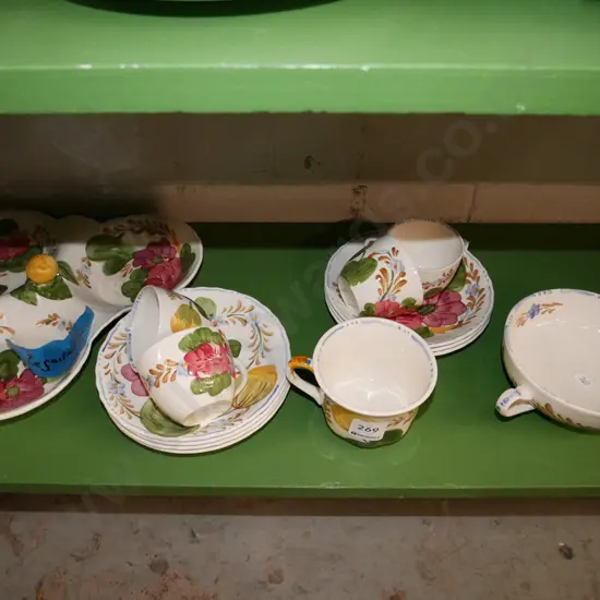 Belle Fiore bowl, cups, saucers, serving dish - repair
