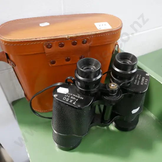 leather cased 7x50 field binoculars