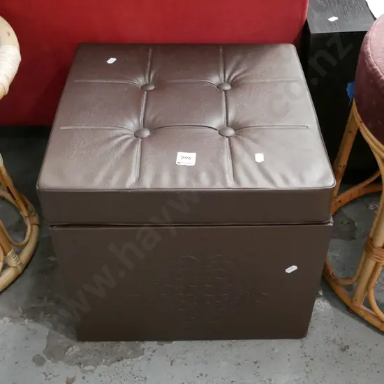 vinyl upholstered deep buttoned storage ottoman