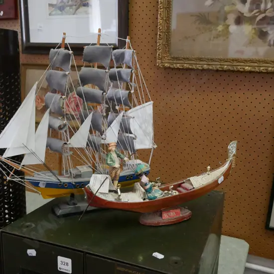 model Venetian gondala, model sailing boat