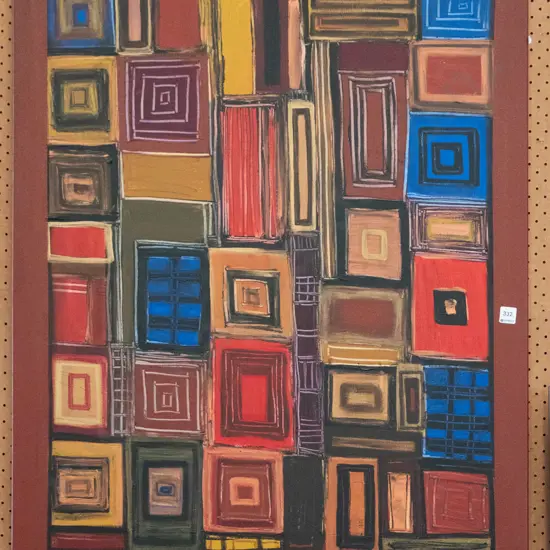 Angela Salmon-Hourihane '05 - boxed acrylic on canvas "Home Coming" H-1000 W-800